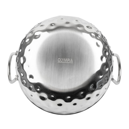 Olympia Table Presentation Hammered Kadai Dish Stainless Steel 150mm (193(L)x150(W)x60(H)mm | Material: Stainless Steel) • PAS-HY105