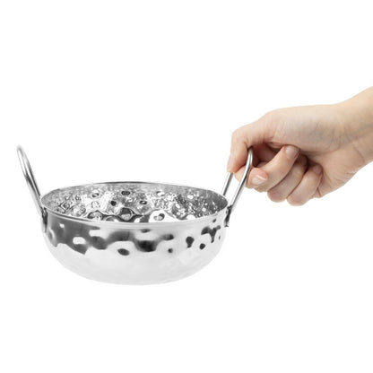 Olympia Table Presentation Hammered Kadai Dish Stainless Steel 150mm (193(L)x150(W)x60(H)mm | Material: Stainless Steel) • PAS-HY105