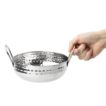 Olympia Table Presentation Hammered Kadai Dish Stainless Steel 170mm (210(L)x170(W)x64(H)mm | Material: Stainless Steel) • PAS-HY106