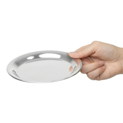 Olympia Round Stainless Steel Tip Tray 150mm (150(Ø)x11(H)mm | Material: Stainless Steel) • PAS-HY109