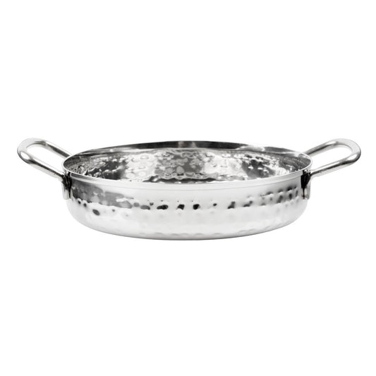 Olympia Table Presentation Handled Dish Stainless Steel Hammered 150mm (150(Ø)x46(H)mm | Material: Stainless Steel) • PAS-HY111