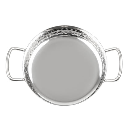 Olympia Table Presentation Handled Dish Stainless Steel Hammered 150mm (150(Ø)x46(H)mm | Material: Stainless Steel) • PAS-HY111