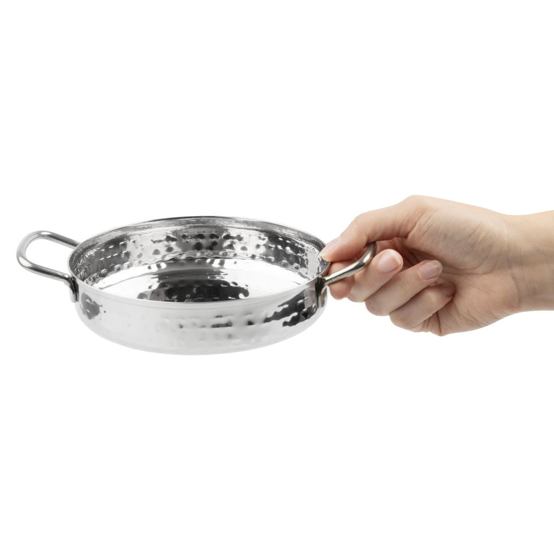 Olympia Table Presentation Handled Dish Stainless Steel Hammered 150mm (150(Ø)x46(H)mm | Material: Stainless Steel) • PAS-HY111