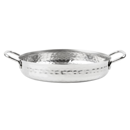 Olympia Table Presentation Handled Dish Stainless Steel Hammered 180mm (180(Ø)x46(H)mm | Material: Stainless Steel) • PAS-HY112