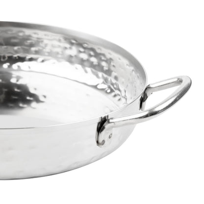 Olympia Table Presentation Handled Dish Stainless Steel Hammered 180mm (180(Ø)x46(H)mm | Material: Stainless Steel) • PAS-HY112