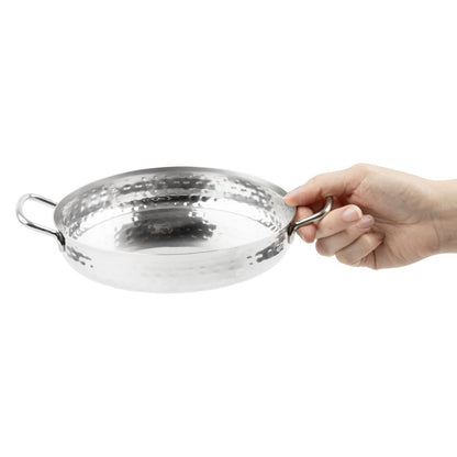 Olympia Table Presentation Handled Dish Stainless Steel Hammered 180mm (180(Ø)x46(H)mm | Material: Stainless Steel) • PAS-HY112
