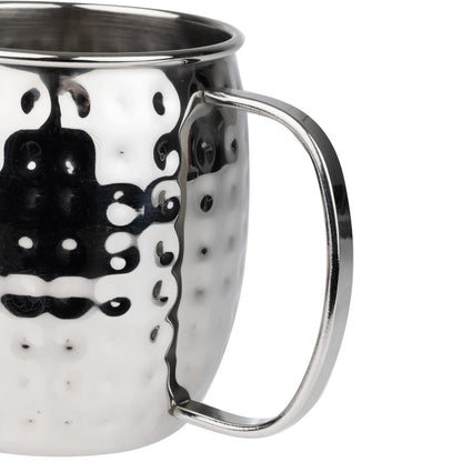 Olympia Barware Hammered Stainless Steel Mugs 440ml • PAS-HY113
