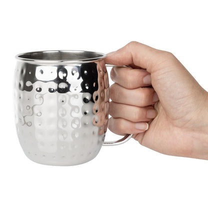 Olympia Barware Hammered Stainless Steel Mugs 440ml • PAS-HY113