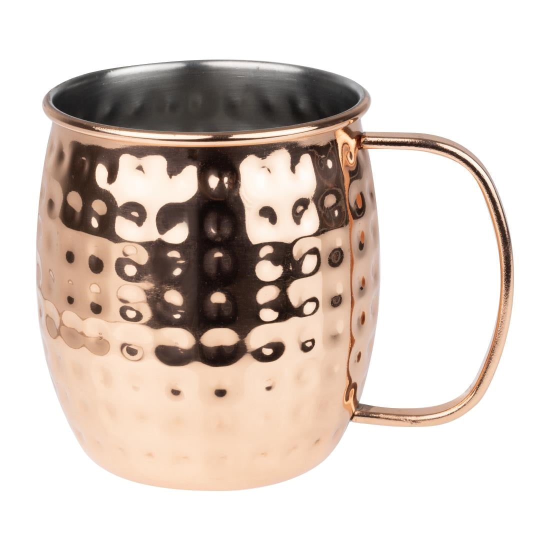 Olympia Barware Stainless Steel Copper Coated Hammered Mugs 440ml • PAS-HY114