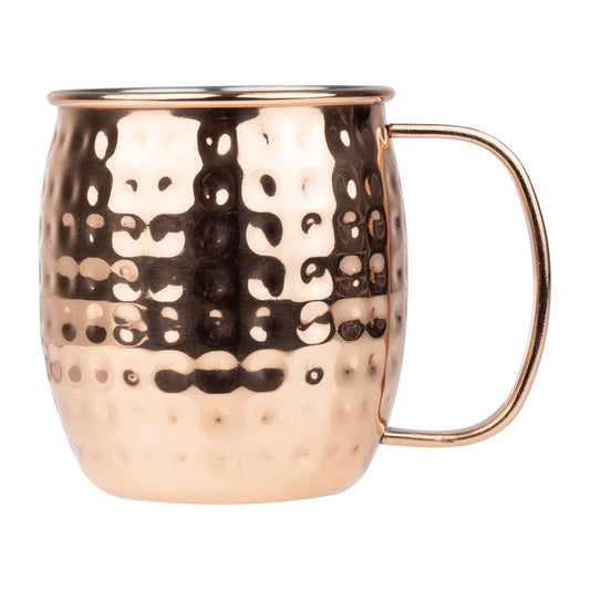 Olympia Barware Stainless Steel Copper Coated Hammered Mugs 440ml • PAS-HY114