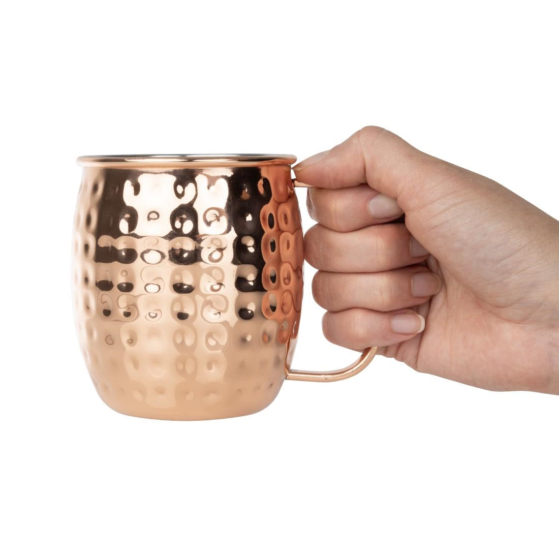 Olympia Barware Stainless Steel Copper Coated Hammered Mugs 440ml • PAS-HY114