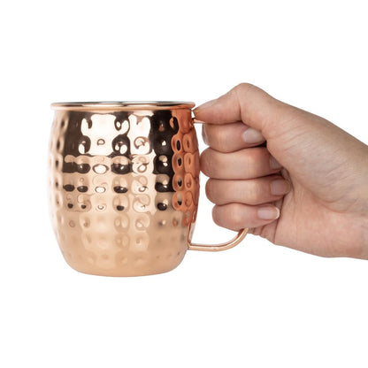 Olympia Barware Stainless Steel Copper Coated Hammered Mugs 440ml • PAS-HY114