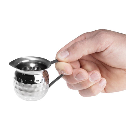 Olympia Hammered Stainless Steel Mini Milk Jug 78ml (6 Pack) (78ml | Pack Quantity: 6) • PAS-HY117