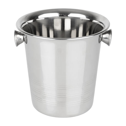 "Olympia Ice Bucket with Handles and Etch Detail Stainless Steel 1050ml" • PAS-HY121