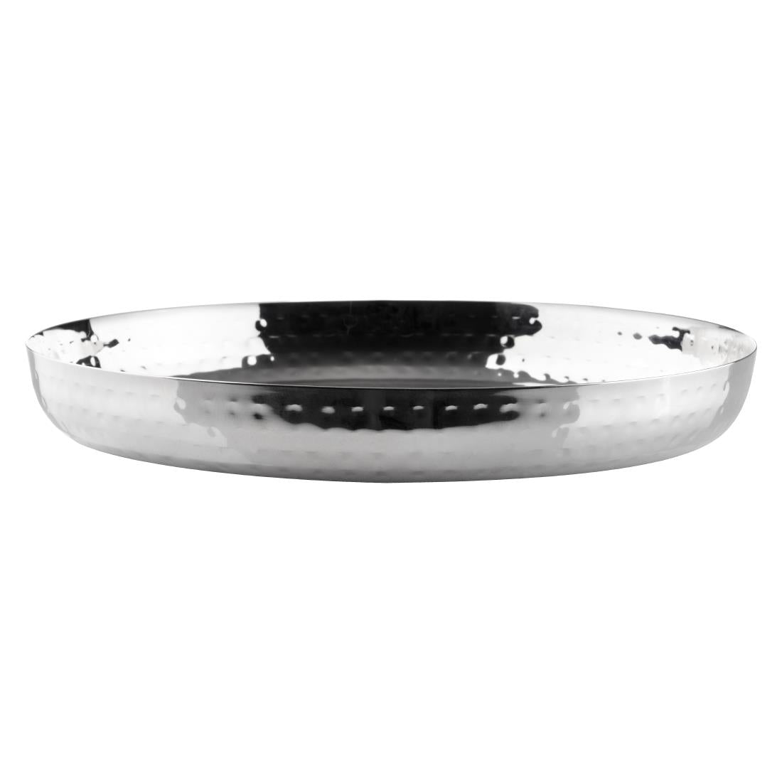 Olympia Hammered Stainless Steel Round Tray 260x35mm • PAS-HY124