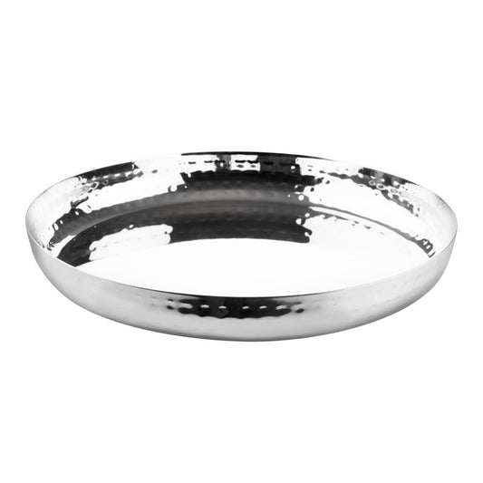 Olympia Hammered Stainless Steel Round Tray 260x35mm • PAS-HY124