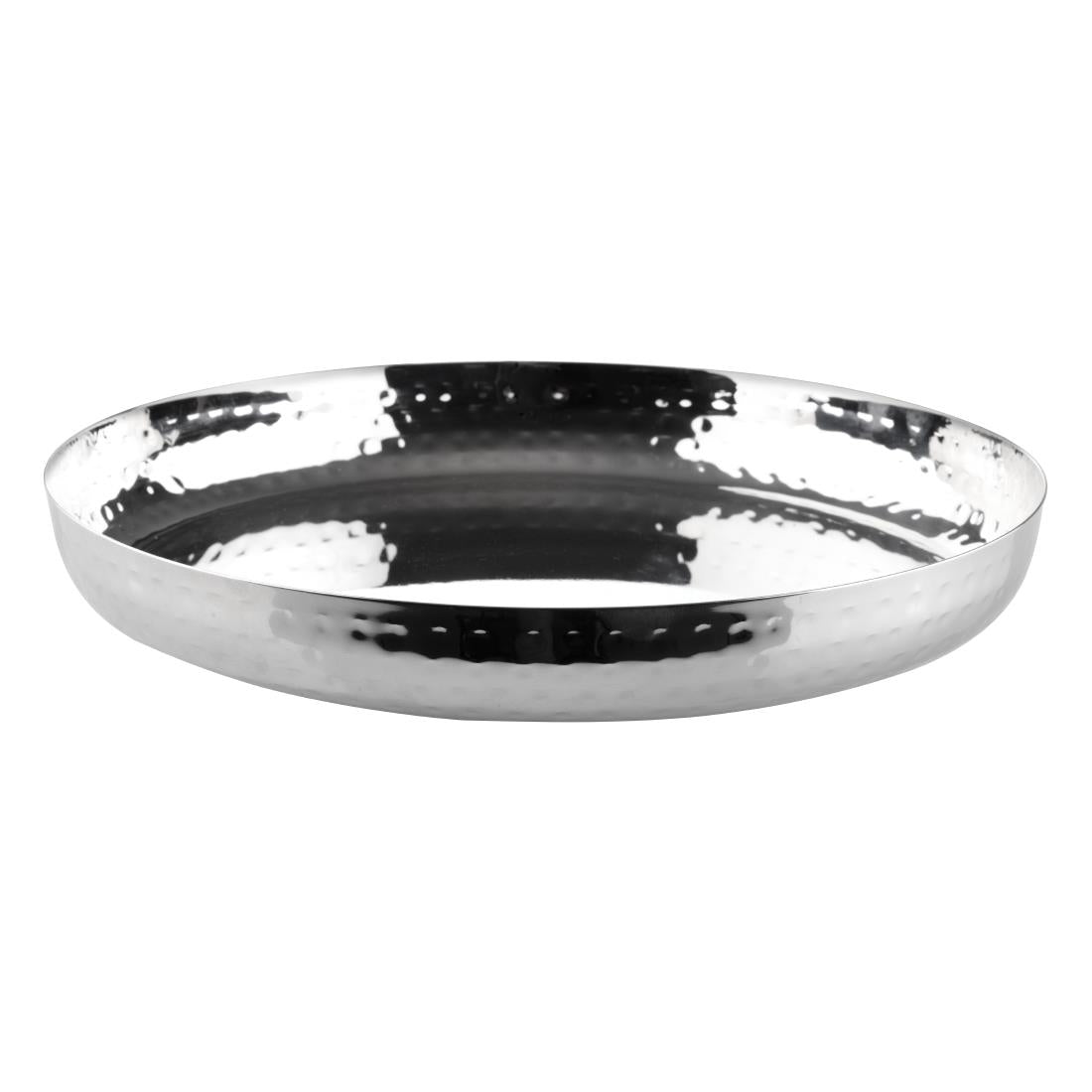 Olympia Hammered Stainless Steel Round Tray 260x35mm • PAS-HY124