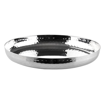 Olympia Hammered Stainless Steel Round Tray 260x35mm • PAS-HY124