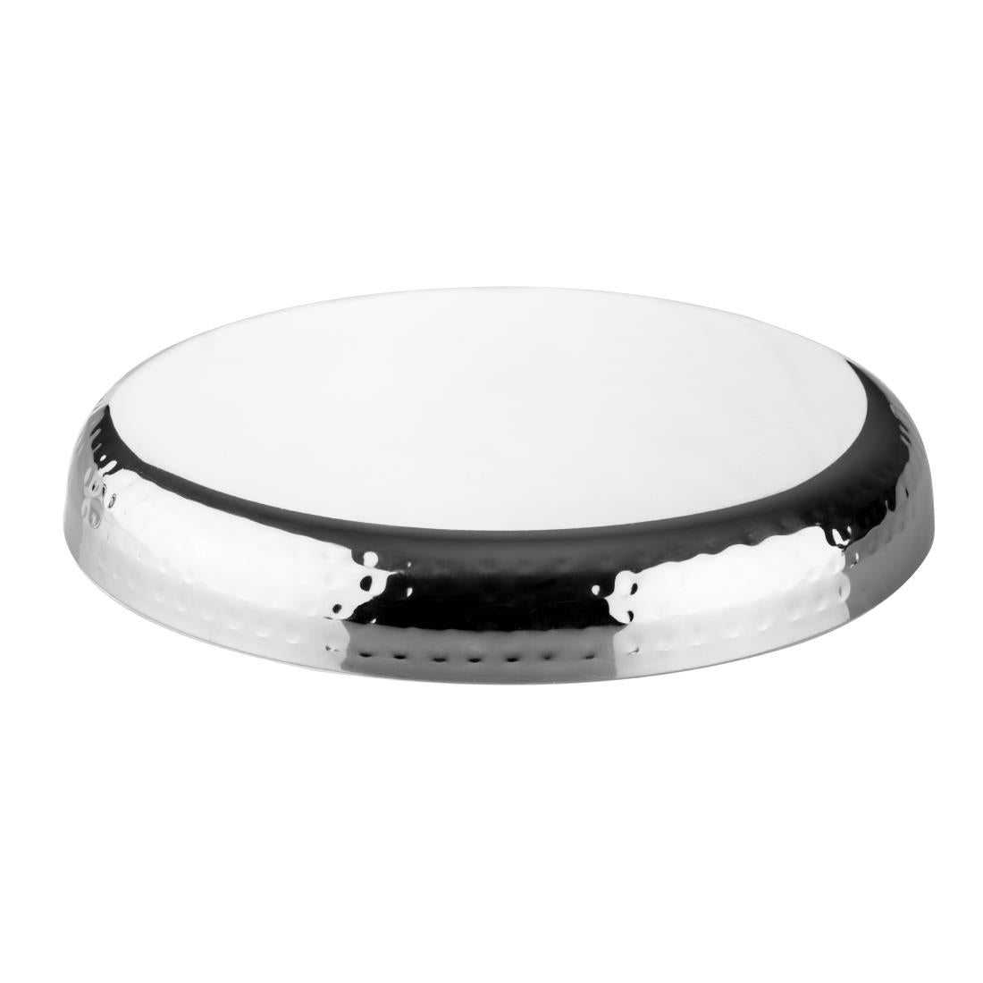 Olympia Hammered Stainless Steel Round Tray 260x35mm • PAS-HY124