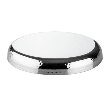 Olympia Hammered Stainless Steel Round Tray 260x35mm • PAS-HY124