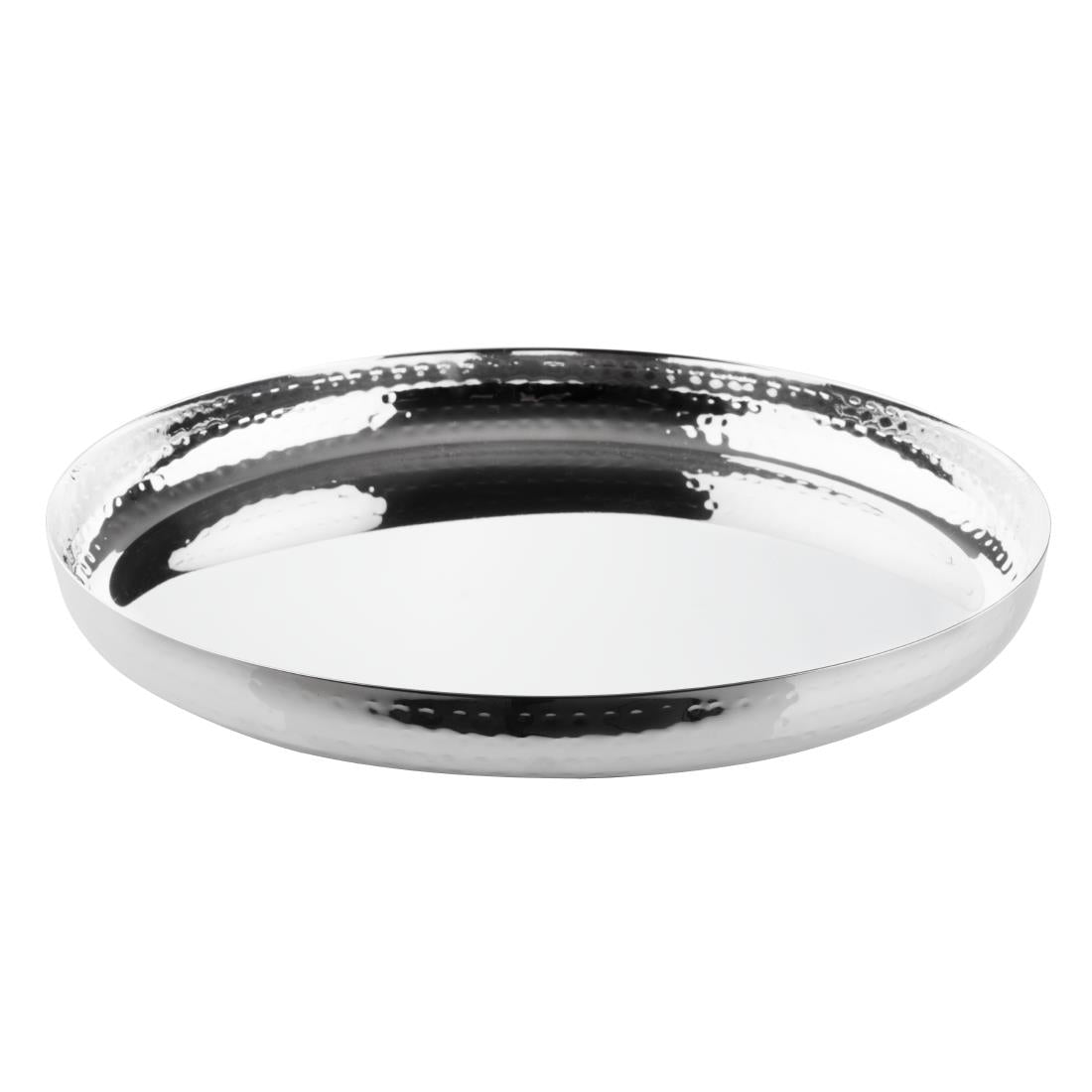 Olympia Hammered Stainless Steel Round Tray 320x35mm (320(Ø)x35(H)mm) • PAS-HY125