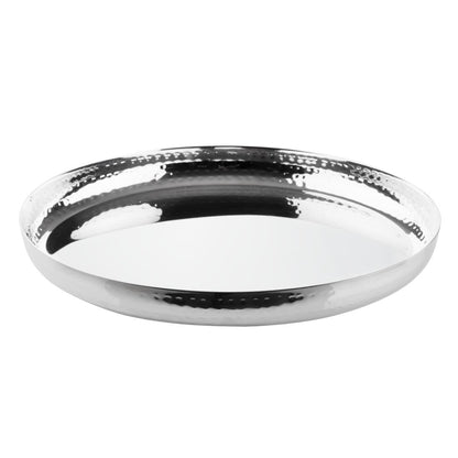 Olympia Hammered Stainless Steel Round Tray 320x35mm (320(Ø)x35(H)mm) • PAS-HY125