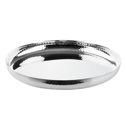 "Olympia Hammered Stainless Steel Round Tray 320x35mm" (320(Ø)x35(H)mm) • PAS-HY125