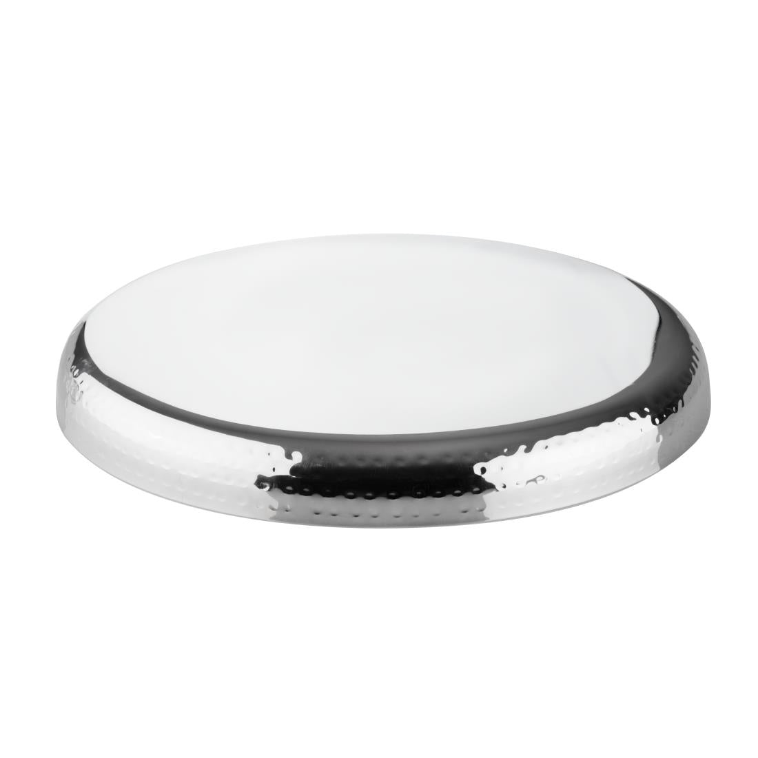 Olympia Hammered Stainless Steel Round Tray 320x35mm (320(Ø)x35(H)mm) • PAS-HY125