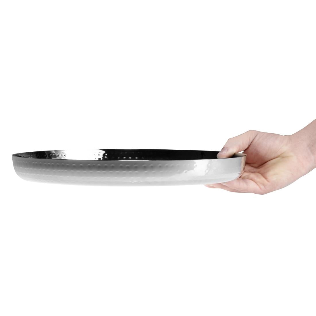 Olympia Hammered Stainless Steel Round Tray 320x35mm (320(Ø)x35(H)mm) • PAS-HY125