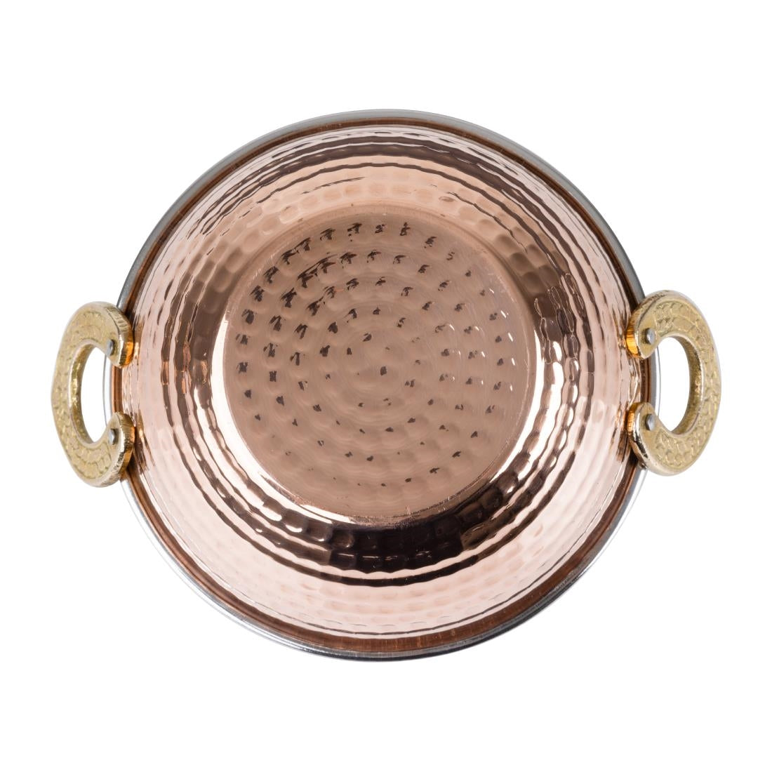 Olympia Copper Kadai Dish Stainless Steel Brass Handles 400ml (170(L)x137(W)x51(H)mm) • PAS-HY128