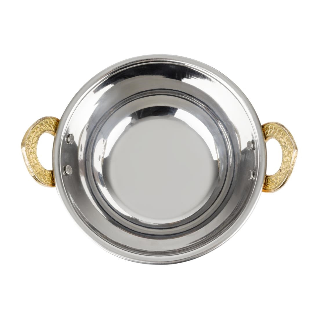 Olympia Copper Kadai Dish Stainless Steel Brass Handles 400ml (170(L)x137(W)x51(H)mm) • PAS-HY128