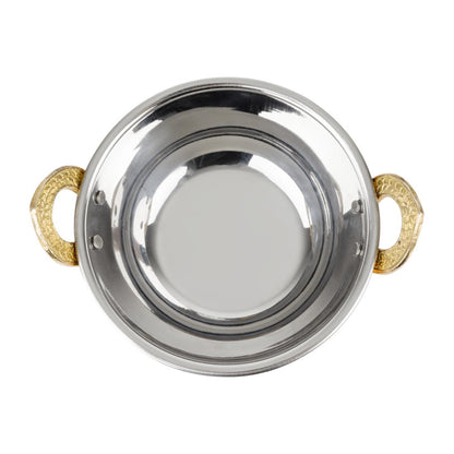 Olympia Copper Kadai Dish Stainless Steel Brass Handles 400ml (170(L)x137(W)x51(H)mm) • PAS-HY128