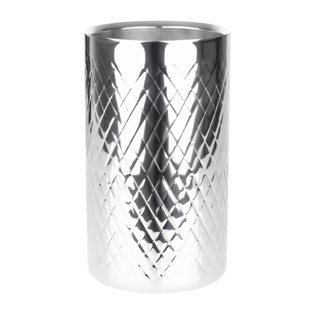 Olympia Geo Double Wall Wine Cooler Stainless Steel (115(Ø)x200(H)mm | Fits standard bottles up to 750ml) • PAS-HY133
