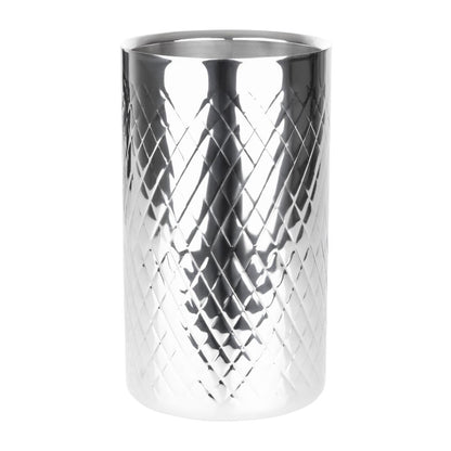 Olympia Geo Double Wall Wine Cooler Stainless Steel (115(Ø)x200(H)mm | Fits standard bottles up to 750ml) • PAS-HY133
