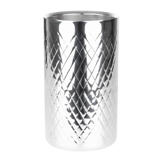 "Olympia Geo Double Wall Wine Cooler Stainless Steel" (115(Ø)x200(H)mm | Fits standard bottles up to 750ml) • PAS-HY133
