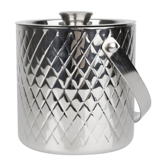 "Olympia Geo Double Wall Ice Bucket Stainless Steel 1950ml" (1950ml | 170(L)x150(W)x165(H)mm) • PAS-HY134