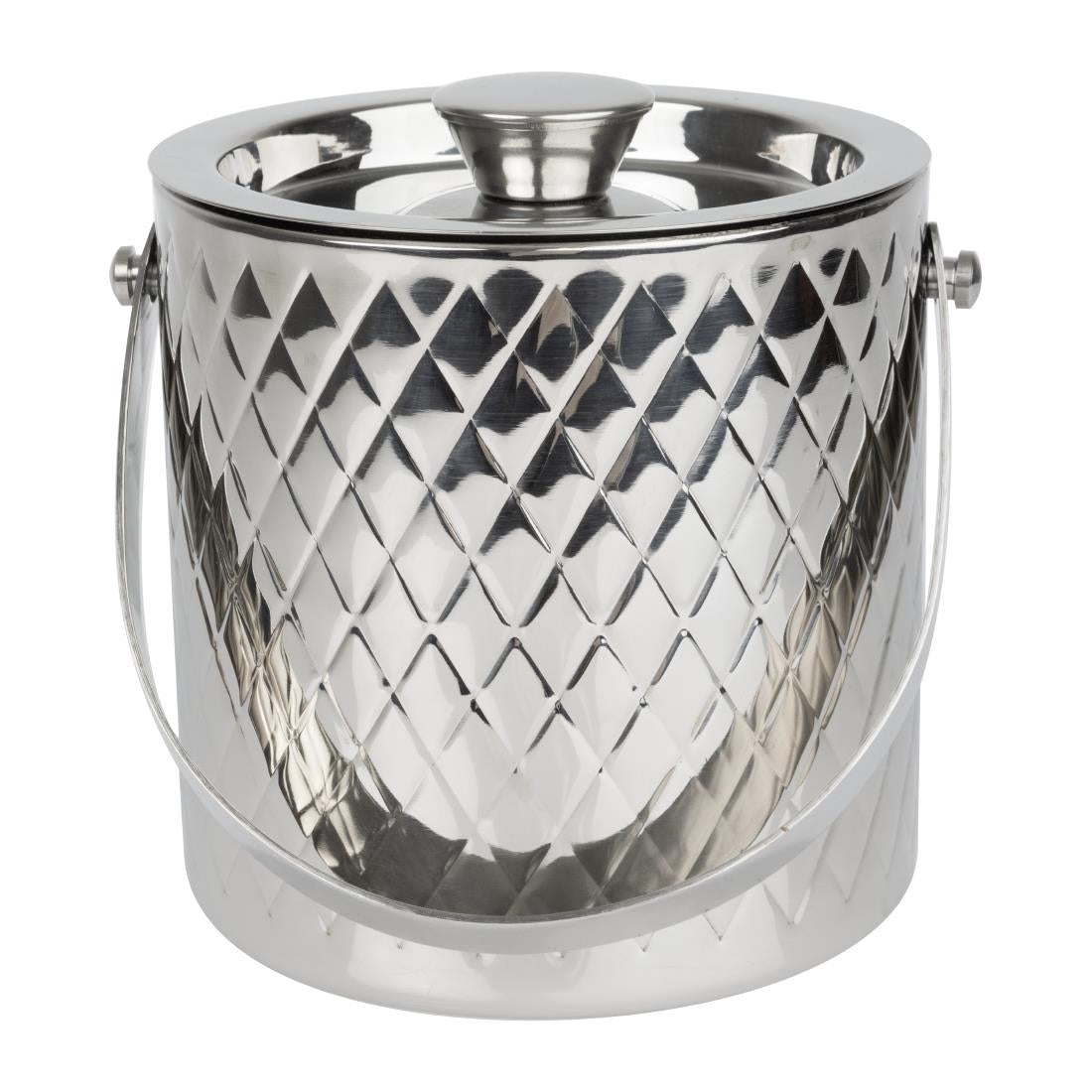 Olympia Geo Double Wall Ice Bucket Stainless Steel 1950ml (1950ml | 170(L)x150(W)x165(H)mm) • PAS-HY134