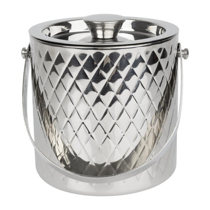 Olympia Geo Double Wall Ice Bucket Stainless Steel 1950ml (1950ml | 170(L)x150(W)x165(H)mm) • PAS-HY134