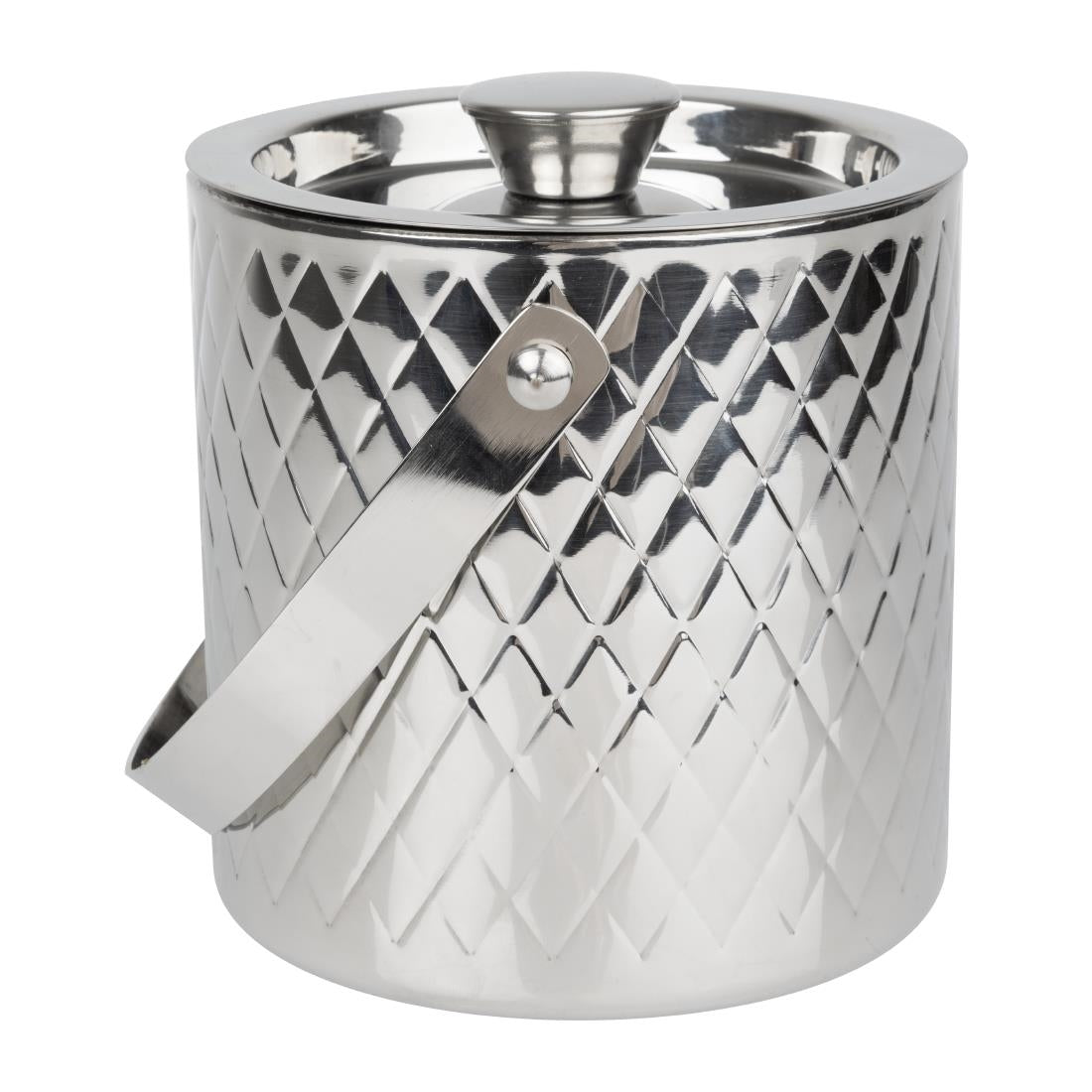 Olympia Geo Double Wall Ice Bucket Stainless Steel 1950ml (1950ml | 170(L)x150(W)x165(H)mm) • PAS-HY134