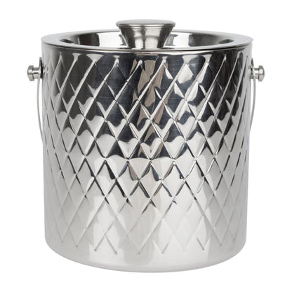 Olympia Geo Double Wall Ice Bucket Stainless Steel 1950ml (1950ml | 170(L)x150(W)x165(H)mm) • PAS-HY134