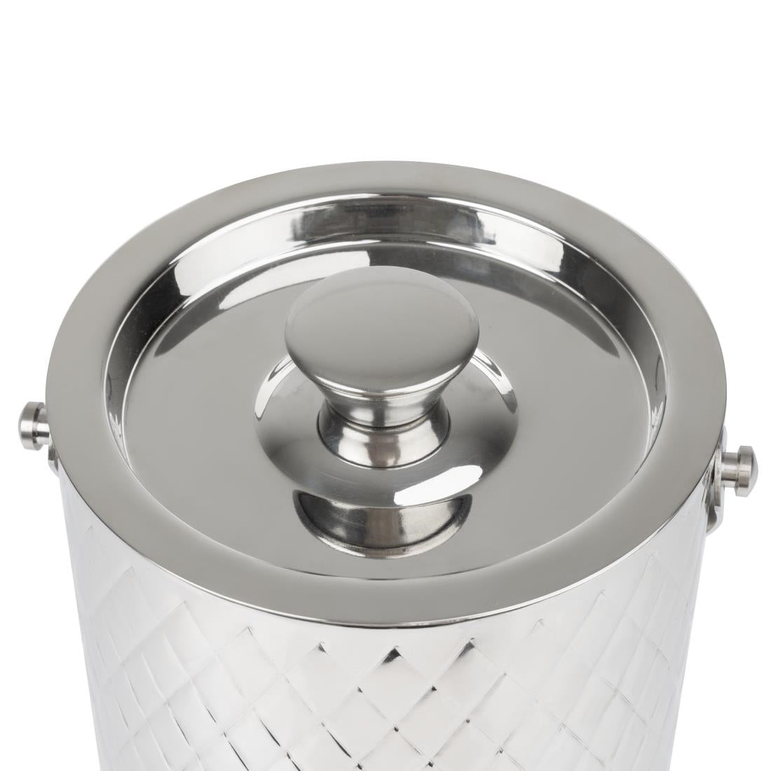 Olympia Geo Double Wall Ice Bucket Stainless Steel 1950ml (1950ml | 170(L)x150(W)x165(H)mm) • PAS-HY134