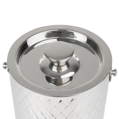 Olympia Geo Double Wall Ice Bucket Stainless Steel 1950ml (1950ml | 170(L)x150(W)x165(H)mm) • PAS-HY134