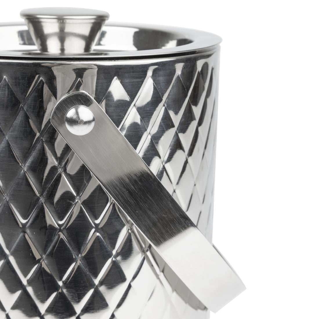 Olympia Geo Double Wall Ice Bucket Stainless Steel 1950ml (1950ml | 170(L)x150(W)x165(H)mm) • PAS-HY134