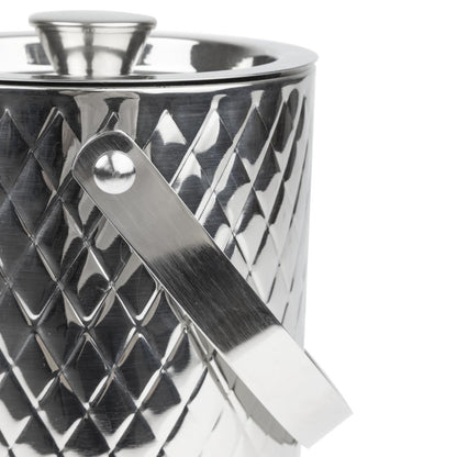 Olympia Geo Double Wall Ice Bucket Stainless Steel 1950ml (1950ml | 170(L)x150(W)x165(H)mm) • PAS-HY134