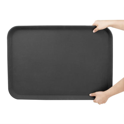 Olympia Kristallon Anti-Slip Fibreglass Rectangular Tray Black - 455x655mm (655(L)x455(W)x27(H)mm | Material: Fibreglass) • PAS-HY139