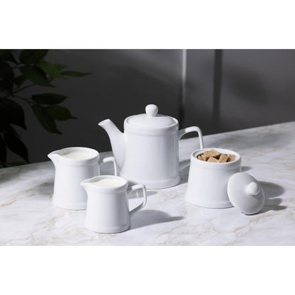 Olympia Whiteware Pier Sugar Bowl with Lid - 250ml (6 Pack) (250ml | Fully vitrified porcelain | Pack quantity: 6) • PAS-HY547