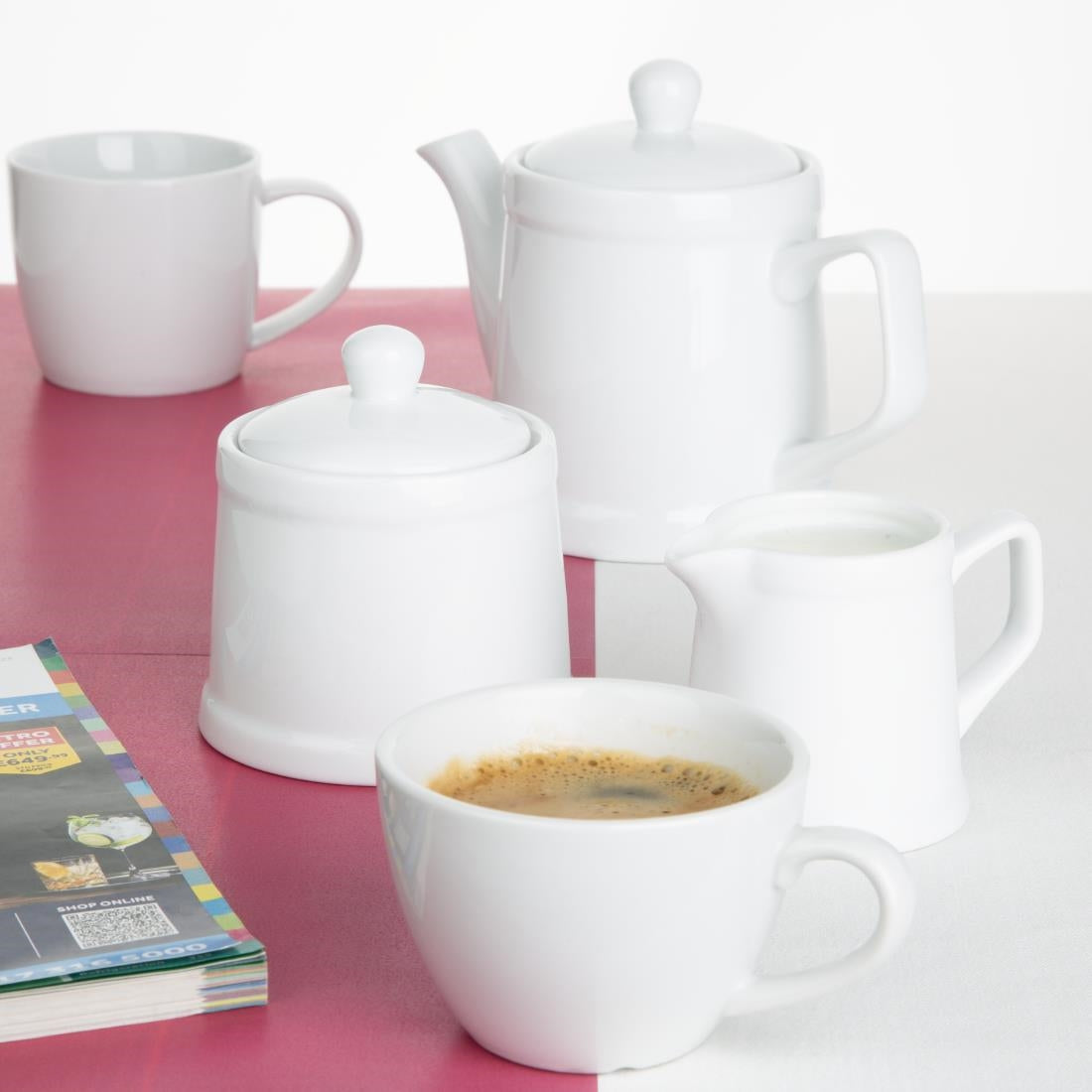 Olympia Whiteware Pier Jug - 120ml (6 Pack) (120ml | Fully Vitrified Porcelain | Pack Quantity: 6) • PAS-HY545