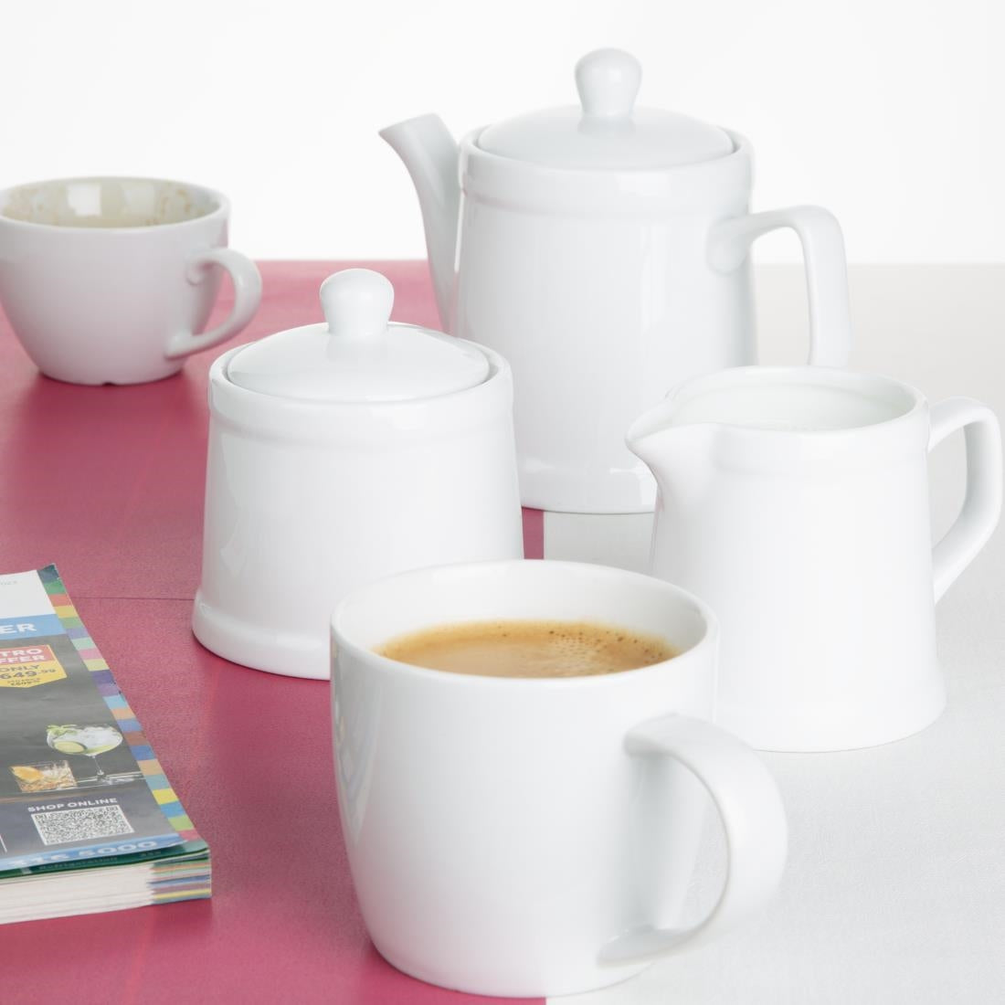 Olympia Whiteware Pier Jug - 200ml (6 Pack) (200ml | Fully Vitrified Porcelain | Pack Quantity: 6) • PAS-HY546