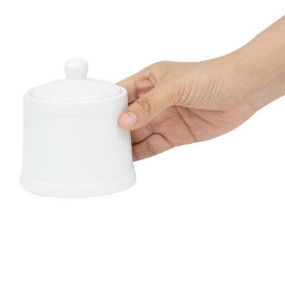 Olympia Whiteware Pier Sugar Bowl with Lid - 250ml (6 Pack) (250ml | Fully vitrified porcelain | Pack quantity: 6) • PAS-HY547