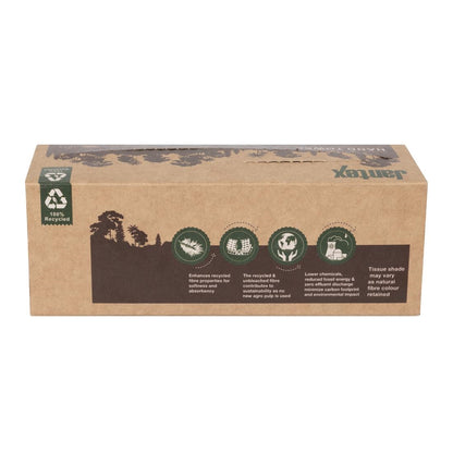 Jantex Green 100% Recycled 1ply Hand Towel 100 Sheets (36 Pack) (1ply Construction | 100 Sheets | Pack Quantity: 36) • PAS-HY595
